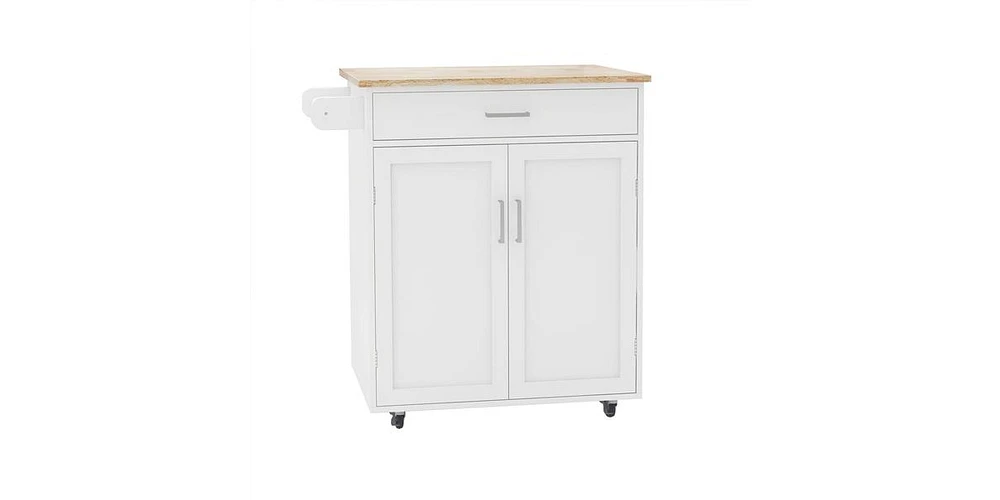 Slickblue Rolling Kitchen Island Trolley Cart with Adjustable Shelves and Ample Storage Space