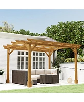 Outsunny 10' x 12' Outdoor Pergola, Wood Gazebo w/ Arched Roof,