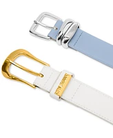 Steve Madden Curvy Topstitch Textured & Sculptural Keeper Glazed Belt Set