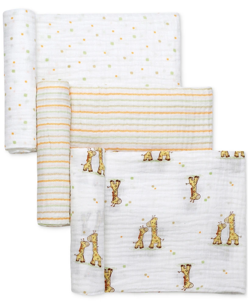 Little Me Baby 3-Pc. Muslin Giraffe Blankets Set