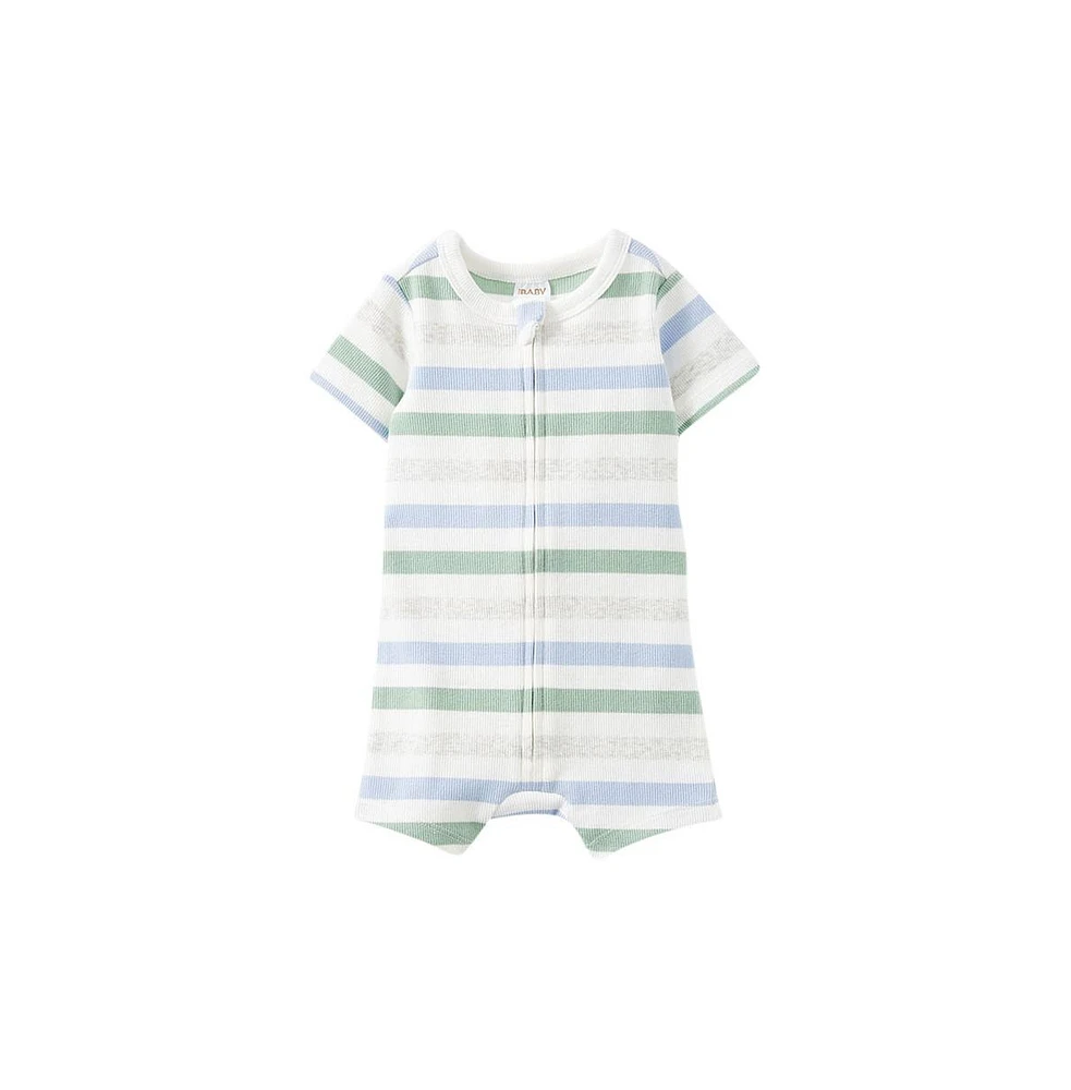 Cotton On Baby Boys The Billie Short Sleeve Zip Romper