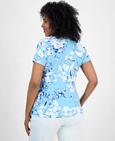 Style & Co Women's Printed Scoop-Neck Short-Sleeve Top, Exclusively at Macy's