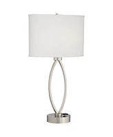 360 Lighting Nickel Oval Eye 28" Power Outlet Table Lamps Set of 2