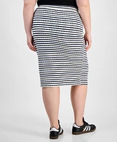 Derek Heart Trendy Plus Striped Midi Pencil Skirt