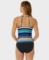 Anne Cole Womens High Neck Halter Tankini Top High Waist Bikini Bottoms