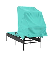 Sun Lounger with Canopy Black Poly Rattan