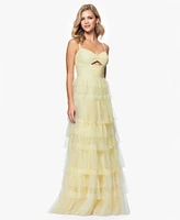 Blondie Nites Juniors' Tiered-Mesh Cut-Out Dress