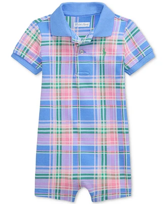 Polo Ralph Lauren Baby Plaid-Print Cotton Mesh Shortall