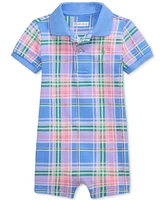 Polo Ralph Lauren Baby Plaid-Print Cotton Mesh Shortall