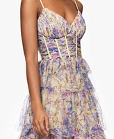 Blondie Nites Juniors' Tiered Mesh Corset Gown