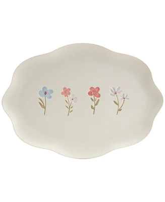 Haven 14" Scallop Floral Stoneware Serving Platter