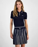 Guess Women's Contrast-Tipped Short-Sleeve Polo Top