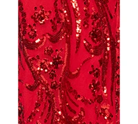 Blondie Nites Juniors' Sequin V-Neck Side-Slit Gown