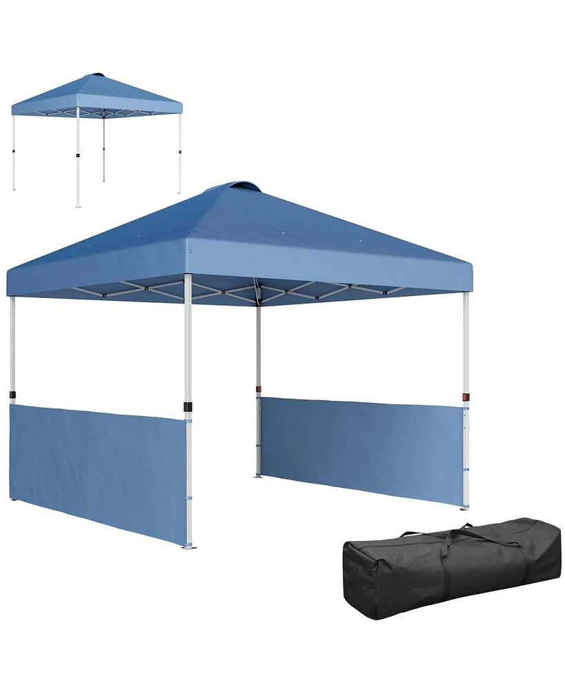 Outsunny 10' x Pop Up Canopy Tent with 2 Half Sidewalls, Sea