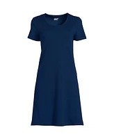 Lands' End Women's Petite Cotton Short Sleeve Knee Length Nightgown