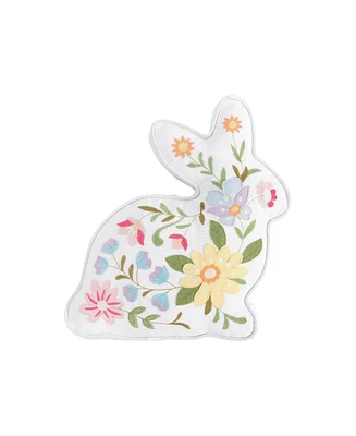 14" Floral Easter Spring Themed Bunny Spring Shaped Accent Throw Pillow