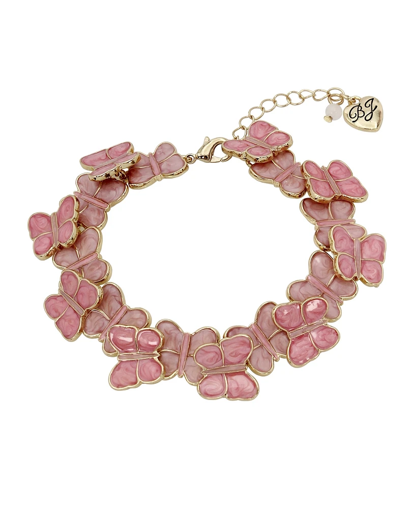 Betsey Johnson Pink Sweetheart Butterfly Link Bracelet