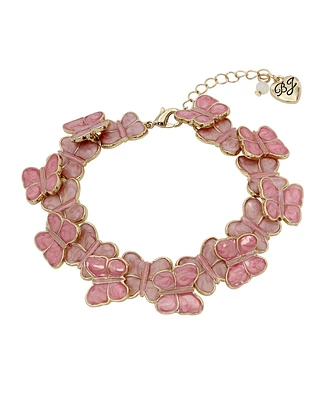 Betsey Johnson Pink Sweetheart Butterfly Link Bracelet