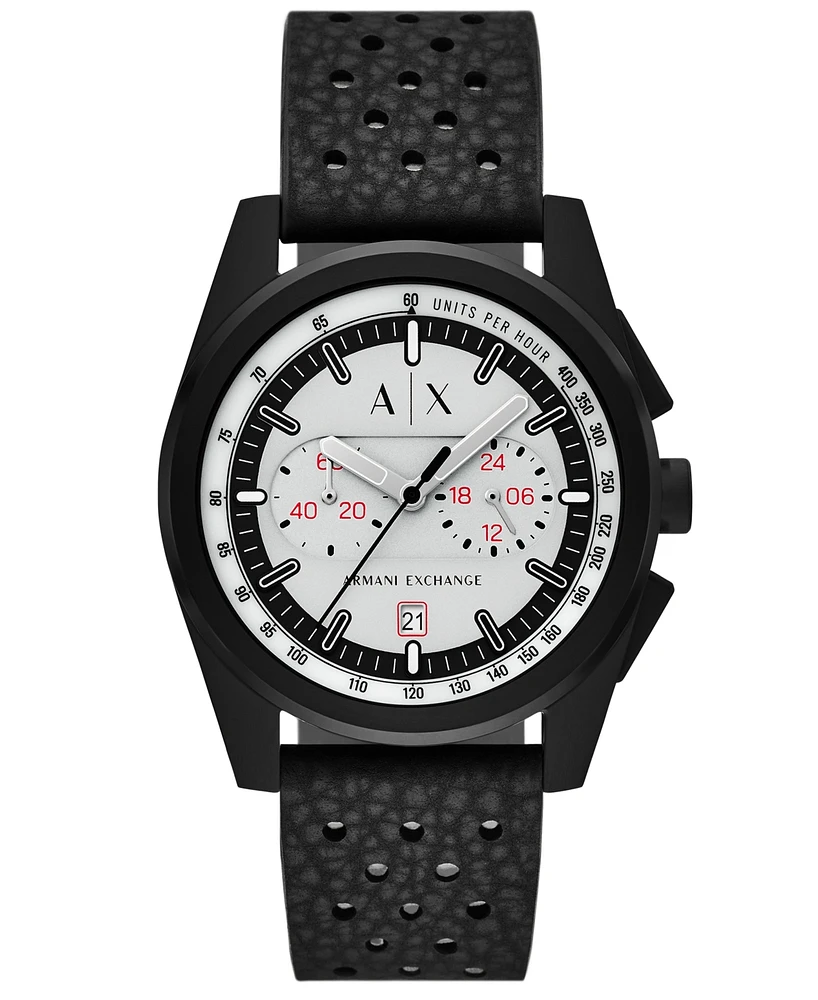 A|X Armani Exchange Men's Quartz Chronograph Black Rubber Watch, 42mm
