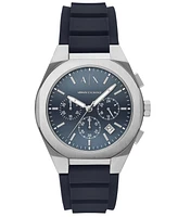 A|X Armani Exchange Men's Quartz Chronograph Blue Silicone Watch, 42mm