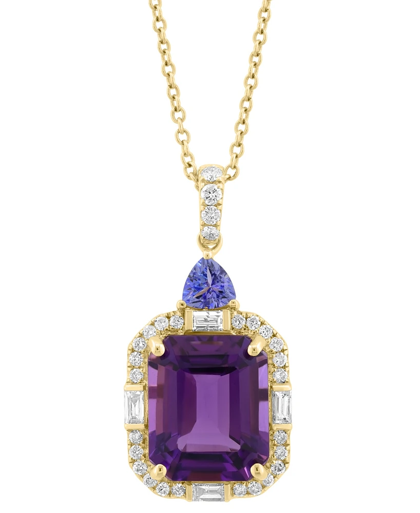 Effy Amethyst (4 ct. t.w.), Tanzanite (1/2 ct. t.w.), & Diamond (1/3 ct. t.w.) in 14k Gold, 17" + 1" extender