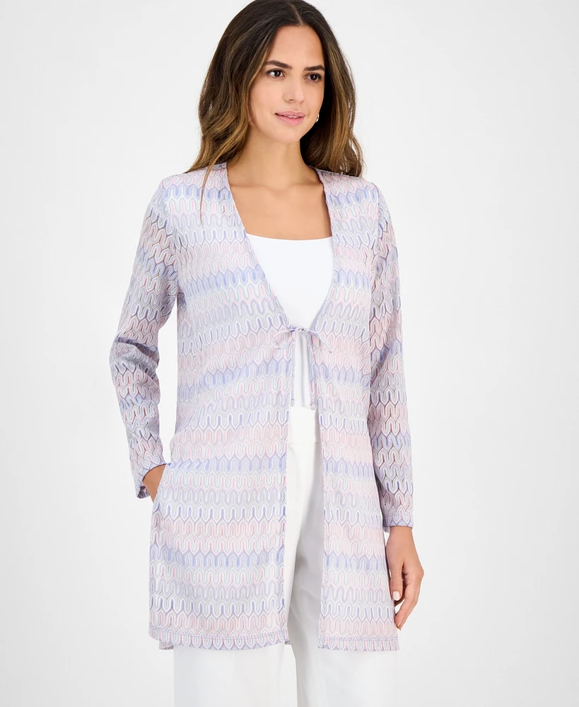 Kasper Women's Chevron-Knit Tie-Front Cardigan