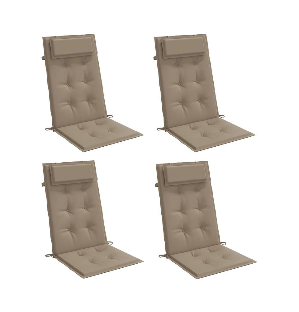 vidaXL Highback Chair Cushions 4 pcs Taupe Oxford Fabric