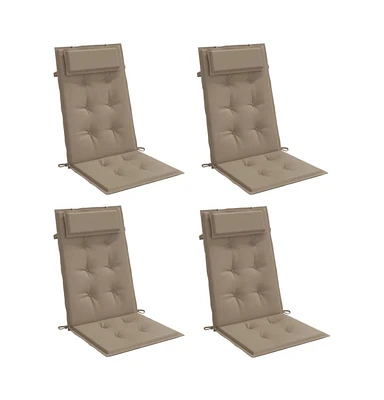 vidaXL Highback Chair Cushions 4 pcs Taupe Oxford Fabric