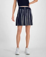 Guess Women's Striped Pleated Pull-On Sweater Skirt