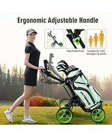 4 Wheels Golf Push Cart with Brake Scoreboard Adjustable Handle