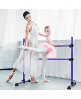 4 Ft Portable Freestanding Stable Construction Pilates Ballet Barre with Double Dance Bar