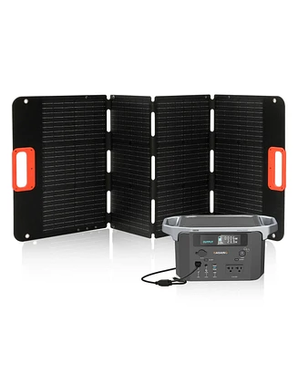 Mondawe Black Portable Power Station 647Wh 25.9V 25Ah with 200W Solar Panels