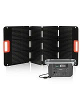 Mondawe Black Portable Power Station 647Wh 25.9V 25Ah with 200W Solar Panels