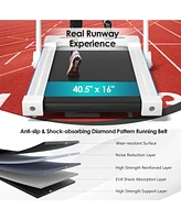 Kuyotq 3-in-1 Folding Treadmill with Large Desk and Lcd Display