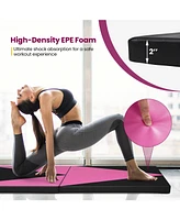 4-Panel Pu Leather Folding Exercise Gym Mat with Hook and Loop Fasteners