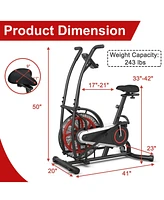 Upright Air Bike Fan Exercise Bike with Display Unlimite Resistance and Adjustable Seat