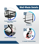 Double Golf Bag Organizer with Lockable Universal Wheels