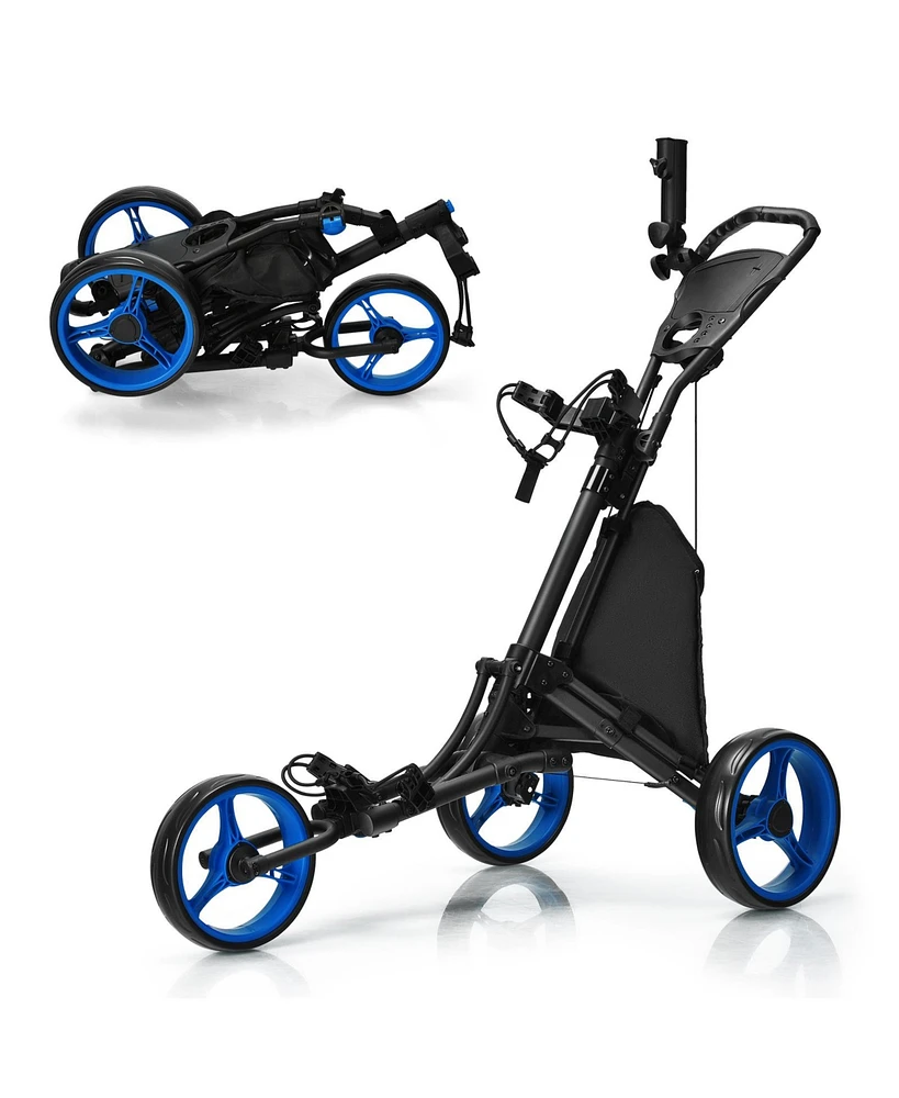 3 Wheels Folding Golf Push Cart with Storage Bag and Scoreboard