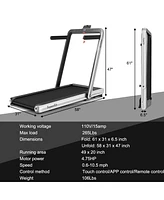 4.75HP 2 In 1 Folding Walking Pad Treadmill with Remote App Control