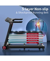 3.75HP Folding Treadmill Electric Running Machine with Bluetooth App Self-standing