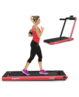 2.25 Hp 2-in-1 Folding Walking Pad Treadmill with Dual Display and App Control