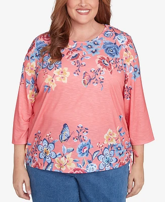 Alfred Dunner Plus Free Spirit Showstopping Crew Neck Floral Knit Top