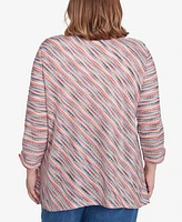 Alfred Dunner Plus Free Spirit Diagonal Space Dye Top with Necklace