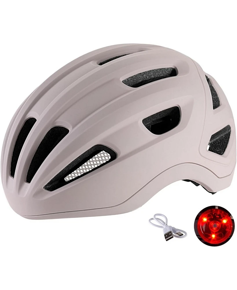 Batfox Bike Helmet for Adults and Youth with Rechargeable Led Safety Taillight and Eye Shield Goggles