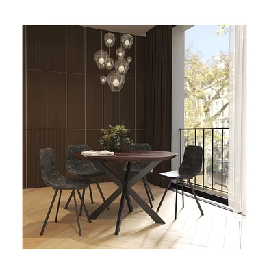 Markley Modern Leather Dining Chair With Metal Legs