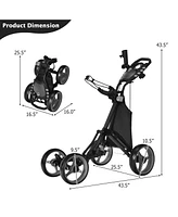 Lightweight Foldable Collapsible 4 Wheels Golf Push Cart