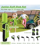 Junior Complete Golf Club Set with Stand Bag Rain Hood