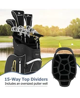 9.5 Inch Lightweight Golf Cart Bag with 15 Way Top Dividers