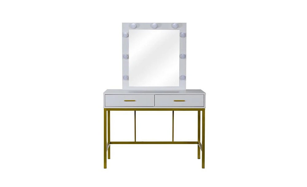 Slickblue Single Mirror with 2 Drawers – Compact Vanity Mirror with Storage for Bedroom or Bathroom