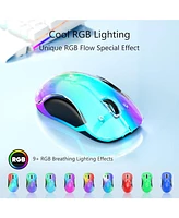 memzuoix 2.4G Led Wireless Mouse, Rechargeable Ergonomic Mouse with Detachable Cover, 1200 Dpi Portable Optical Computer Mouse with Usb Receiver for L